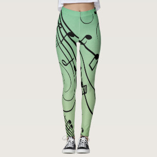 Extravagant Notes Green Music Design Leggings