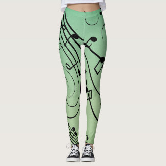 Extravagant Notes Green Music Design Leggings