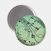Extravagant Notes Green Music Design Magnet (Vorderseite/Rückseite)