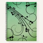 Extravagant Notes Green Music Design Notizblock (Vorderseite)