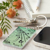 Extravagant Notes Green Music Design Schlüsselanhänger (Vorderseite rechts)