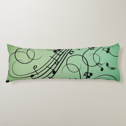Extravagant Notes Green Music Design Seitenschläferkissen (Vorderseite)