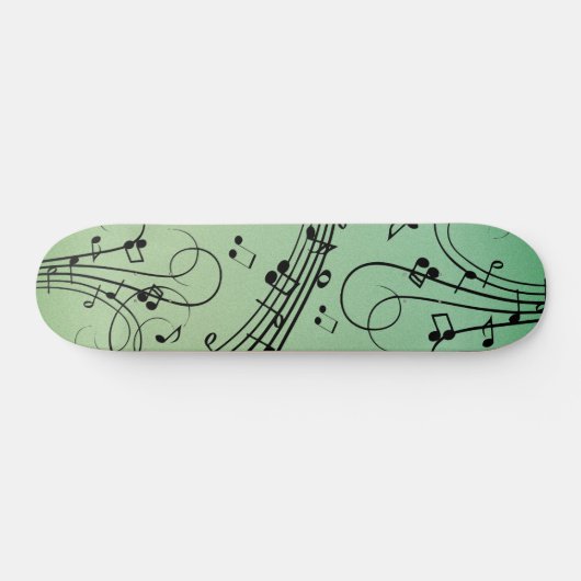 Extravagant Notes Green Music Design Skateboard (Horizontal)