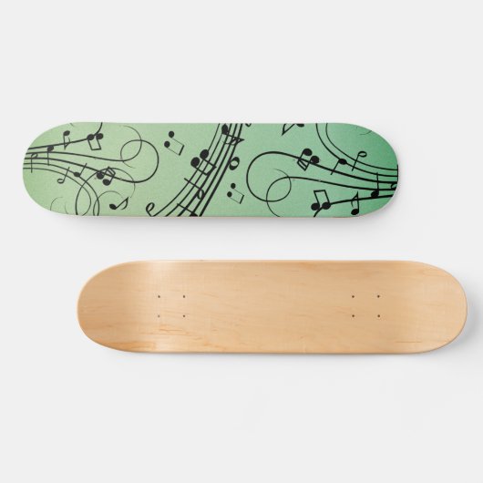 Extravagant Notes Green Music Design Skateboard (Horizontal)