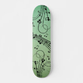 Extravagant Notes Green Music Design Skateboard (Vorne)