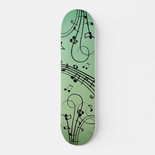 Extravagant Notes Green Music Design Skateboard (Vorne)