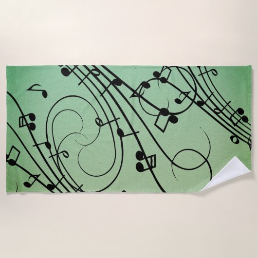 Extravagant Notes Green Music Design Strandtuch (Vorderseite)