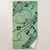 Extravagant Notes Green Music Design Strandtuch (Vorderseite)