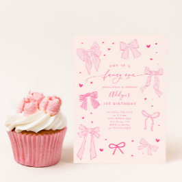 Extravagant ONE Coquette Bow Pink Geburtstagsparty Einladung