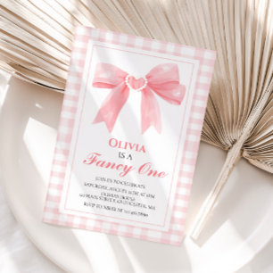 Extravagant One Pink Bow Preppy Coquette 1. Geburt Einladung