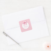 Extravagant One Pink Coquette Bow Geburtstag Quadratischer Aufkleber (Umschlag)