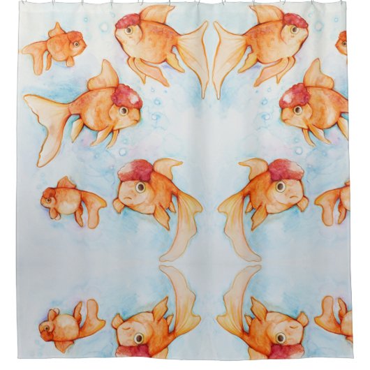 Extravagant Oranda Goldfish Duschvorhang (Vorderseite)