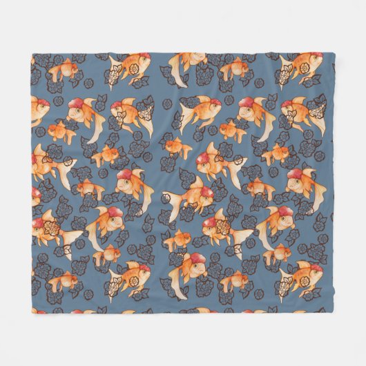 Extravagant Oranda Goldfish Fleecedecke (Vorderseite (Horizontal))