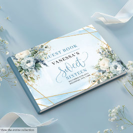 Extravagant Pastell Blue White Gold Floral 16 . Ge Gästebuch