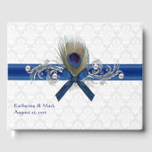 Extravagant Peacock Feather Wedding Guest Book Gästebuch (Vorderseite)