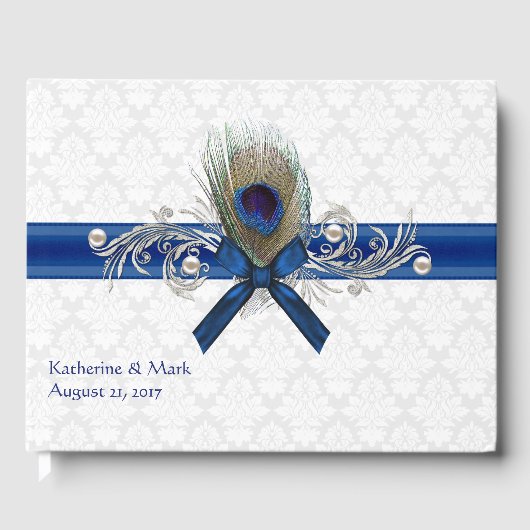 Extravagant Peacock Feather Wedding Guest Book Gästebuch (Vorderseite)