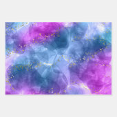 Extravagant Pink Blue Alcohol Ink Art Geschenkpapier Set (Vorderseite)