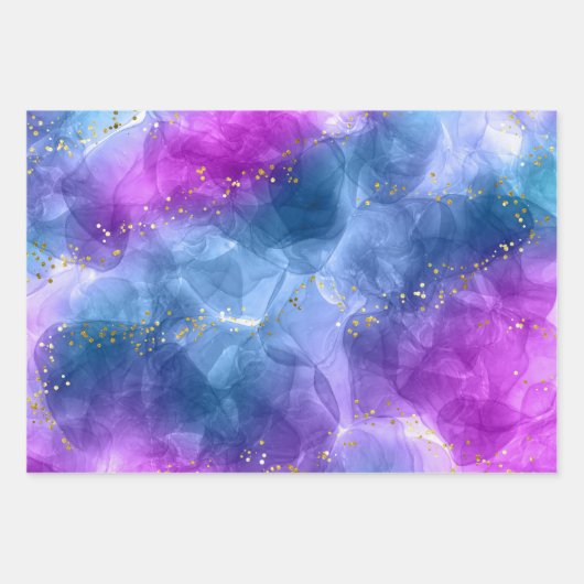 Extravagant Pink Blue Alcohol Ink Art Geschenkpapier Set (Vorderseite)