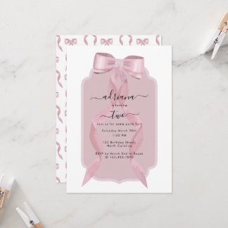 Extravagant Pink Bow Girly Coquette Zum Geburtstag Einladung