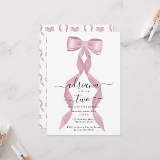 Extravagant Pink Bow Girly Kindergeburtstag Einlad Einladung