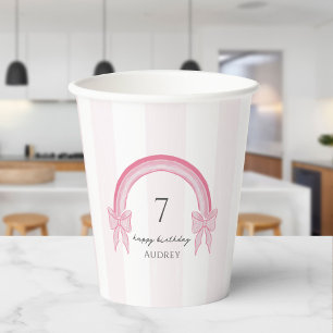Extravagant Pink Bow Rainbow Coquette Geburtstag Pappbecher