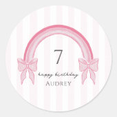 Extravagant Pink Bow Rainbow Coquette Geburtstag Runder Aufkleber (Vorderseite)