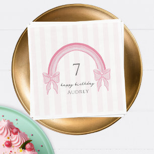 Extravagant Pink Bow Rainbow Coquette Geburtstag Serviette