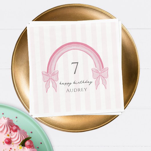 Extravagant Pink Bow Rainbow Coquette Geburtstag Serviette