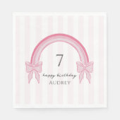 Extravagant Pink Bow Rainbow Coquette Geburtstag Serviette (Vorderseite)