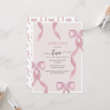 Extravagant Pink Bow Thema Girly Birthday Einladun