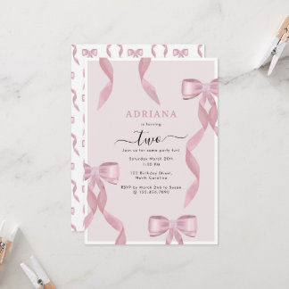 Extravagant Pink Bow Thema Girly Birthday Einladun Einladung
