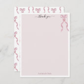 Extravagant Pink Bow Thema Girly Personalisiert St Dankeskarte (Vorne/Hinten)