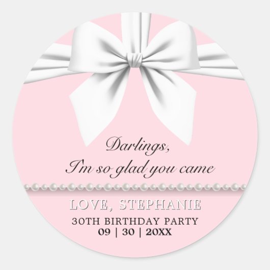 Extravagant Pink Elegant Tiffany Geburtstag Vielen Runder Aufkleber (Vorderseite)