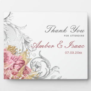 Extravagant Pink Floral Wedding Vielen Dank für Ih Fotoplatte