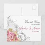 Extravagant Pink Floral Wedding Vielen Dank Postkarte (Vorne/Hinten)