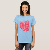Extravagant Pink Girly Hearys Abstrakte Kunst T-Shirt (Vorne ganz)