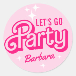 Extravagant Pink Glitzer Party Individuelle Name Runder Aufkleber