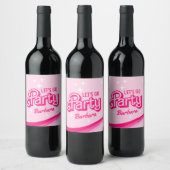Extravagant Pink Glitzer Party Individuelle Name Weinetikett (Flaschen)