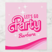 Extravagant Pink Glitzer Party Individuelle Name Weinetikett (Einzelnes Label)