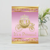 Extravagant Pink Gold Princess Baby Dusche Einladu Einladung (Stehend Vorderseite)