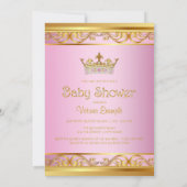 Extravagant Pink Gold Princess Baby Dusche Einladu Einladung (Rückseite)