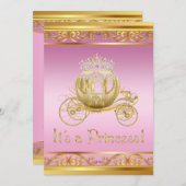 Extravagant Pink Gold Princess Baby Dusche Einladu Einladung (Vorne/Hinten)