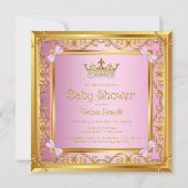 Extravagant Pink Gold Princess Kinderdusche Einlad Einladung (Rückseite)