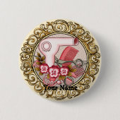 Extravagant Pink Pansy Beautician Button (Vorderseite)