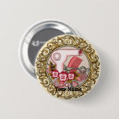 Extravagant Pink Pansy Beautician Button (Vorne & Hinten)