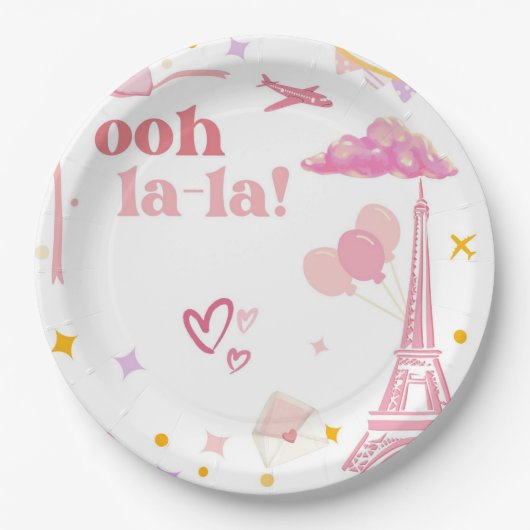 Extravagant Pink Paris Eiffel Tower Party Teller (Vorderseite)