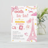 Extravagant Pink Paris Eiffelturm Einladung Gingha (Stehend Vorderseite)