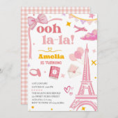 Extravagant Pink Paris Eiffelturm Einladung Gingha (Vorne/Hinten)