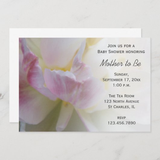 Extravagant Pink Tulip Spring Baby Dusche Einladung (Vorne/Hinten)