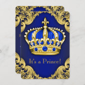 Extravagant Prince Baby Dusche Blue Einladung (Vorne/Hinten)